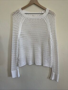 Old Navy White Open-Weave Crewneck Sweater